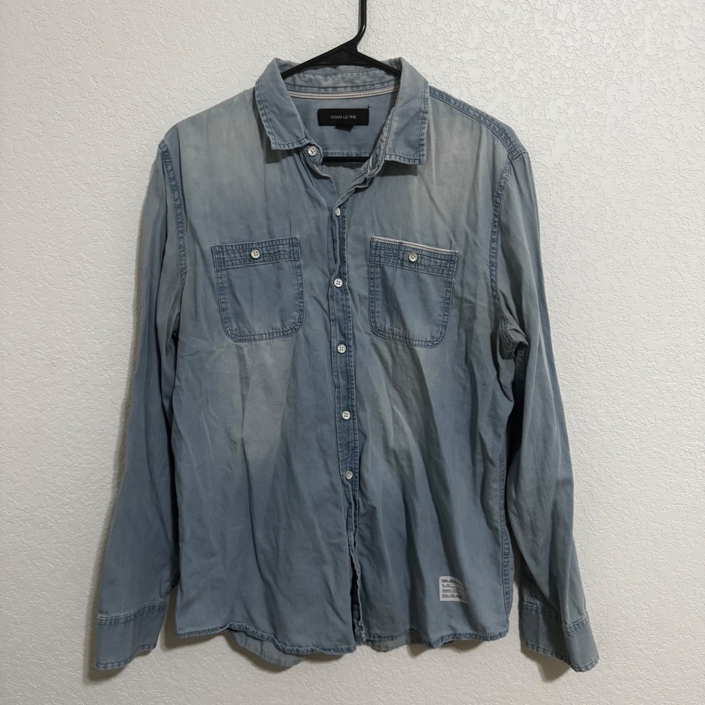 Adam Levine Button Down Shirt Mens Medium Light Blue‎ Faded 100% Cotton